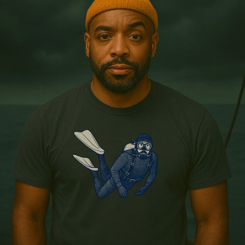 AtSea Retro Diver Underwater Adventure T-Shirt – Regular Fit | Graphic Oceanware
