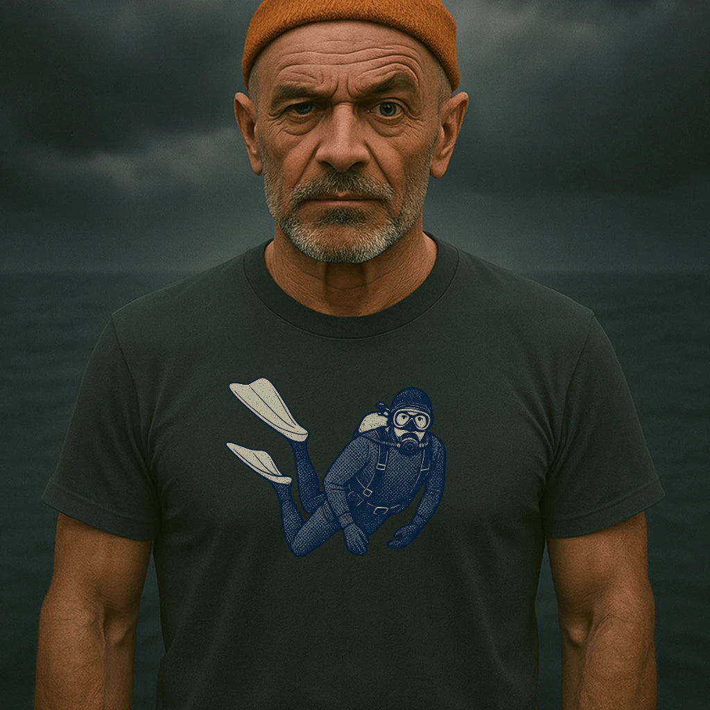 AtSea Retro Diver Underwater Adventure T-Shirt – Regular Fit | Graphic Oceanware
