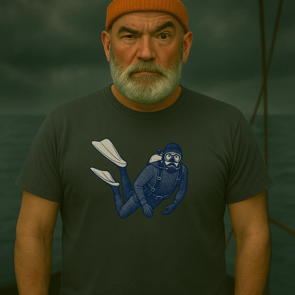 AtSea Retro Diver Underwater Adventure T-Shirt – Regular Fit | Graphic Oceanware