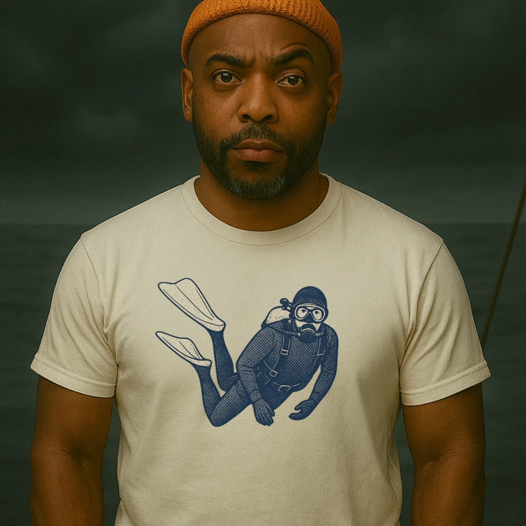 AtSea Retro Diver Underwater Adventure T-Shirt – Regular Fit | Graphic Oceanware