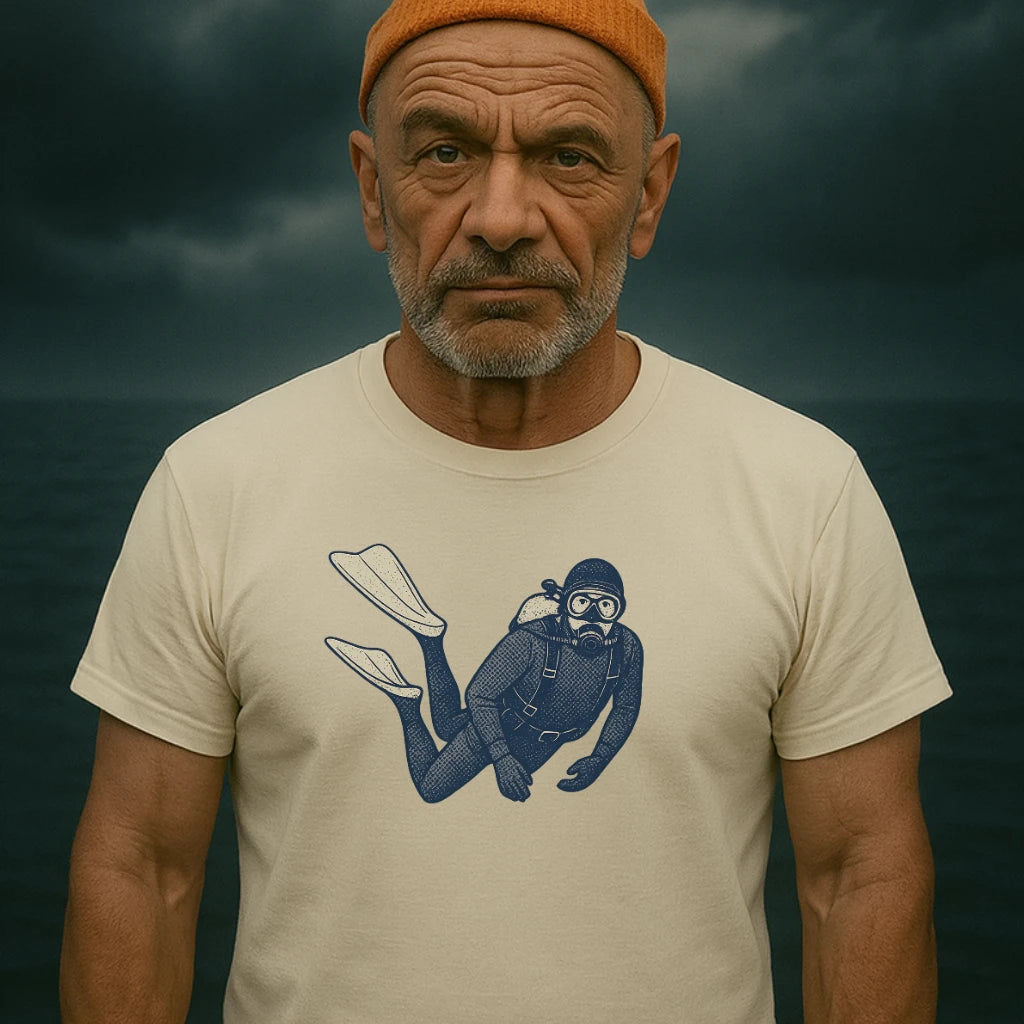 AtSea Retro Diver Underwater Adventure T-Shirt – Regular Fit | Graphic Oceanware
