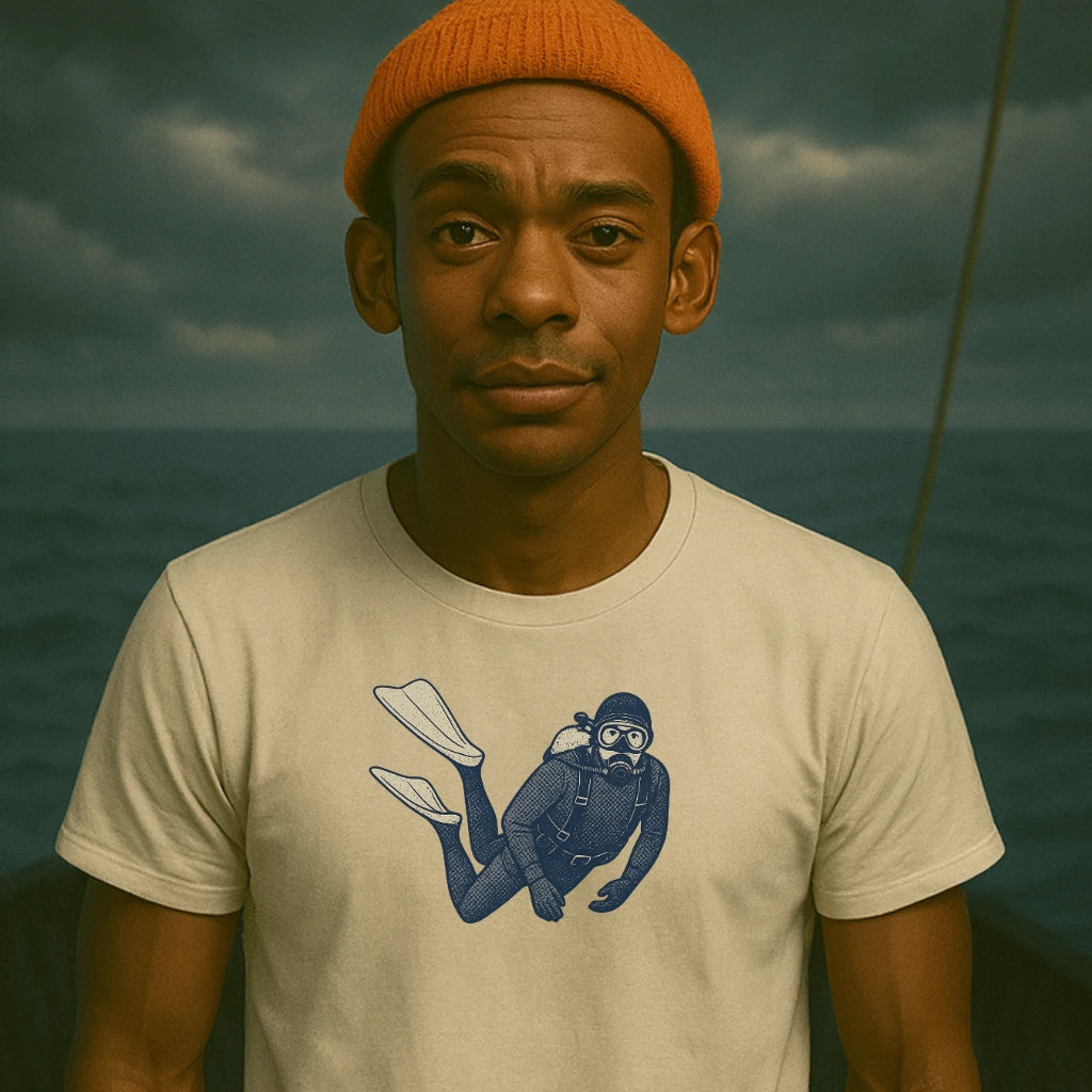 AtSea Retro Diver Underwater Adventure T-Shirt – Regular Fit | Graphic Oceanware