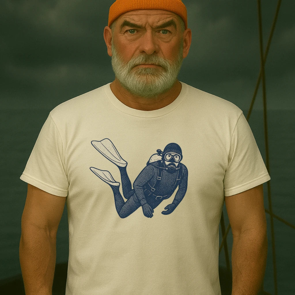 AtSea Retro Diver Underwater Adventure T-Shirt – Regular Fit | Graphic Oceanware