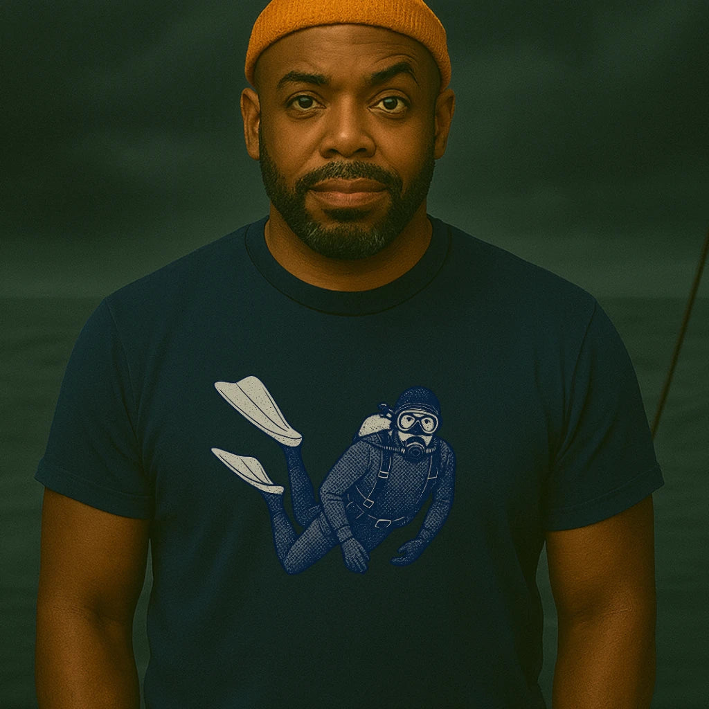 AtSea Retro Diver Underwater Adventure T-Shirt – Regular Fit | Graphic Oceanware