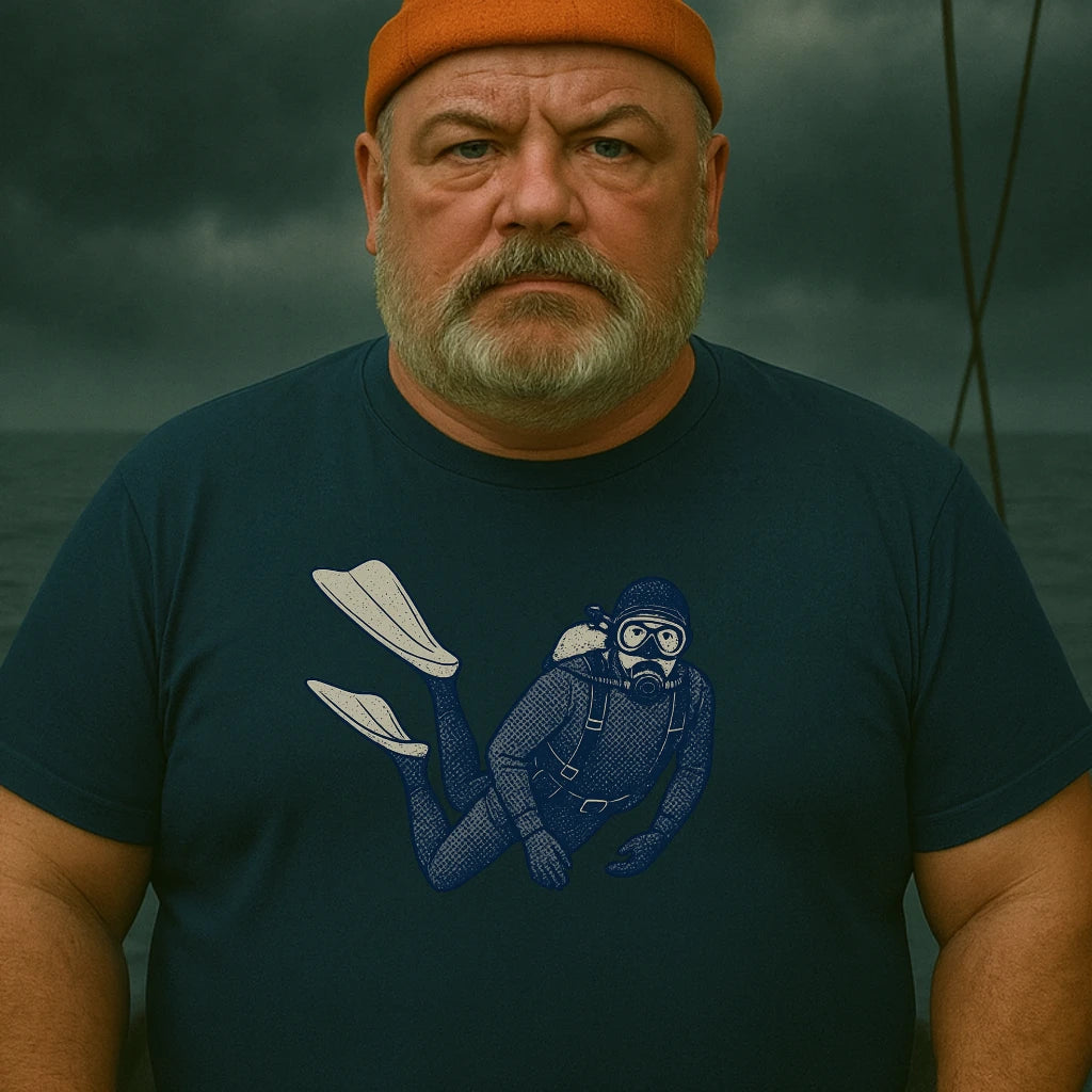 AtSea Retro Diver Underwater Adventure T-Shirt – Regular Fit | Graphic Oceanware