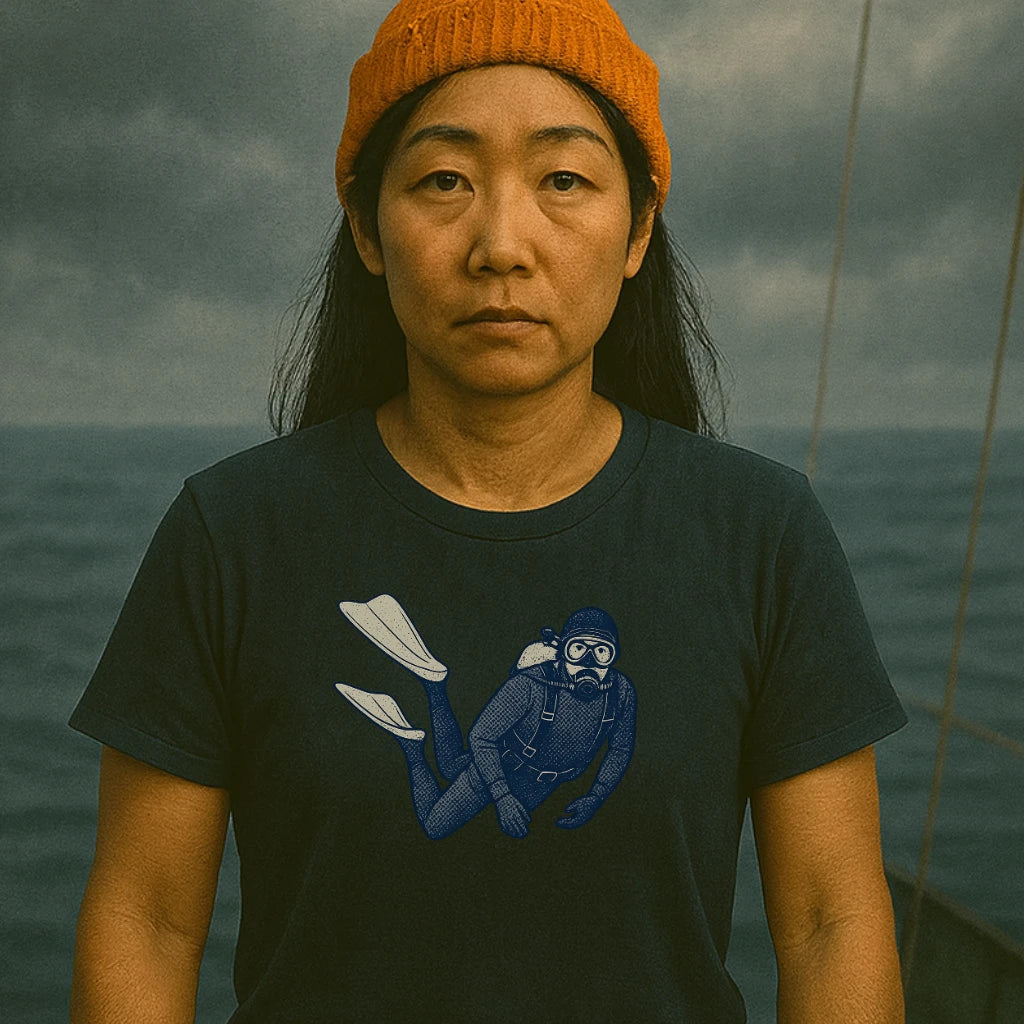 AtSea Retro Diver Underwater Adventure T-Shirt – Regular Fit | Graphic Oceanware