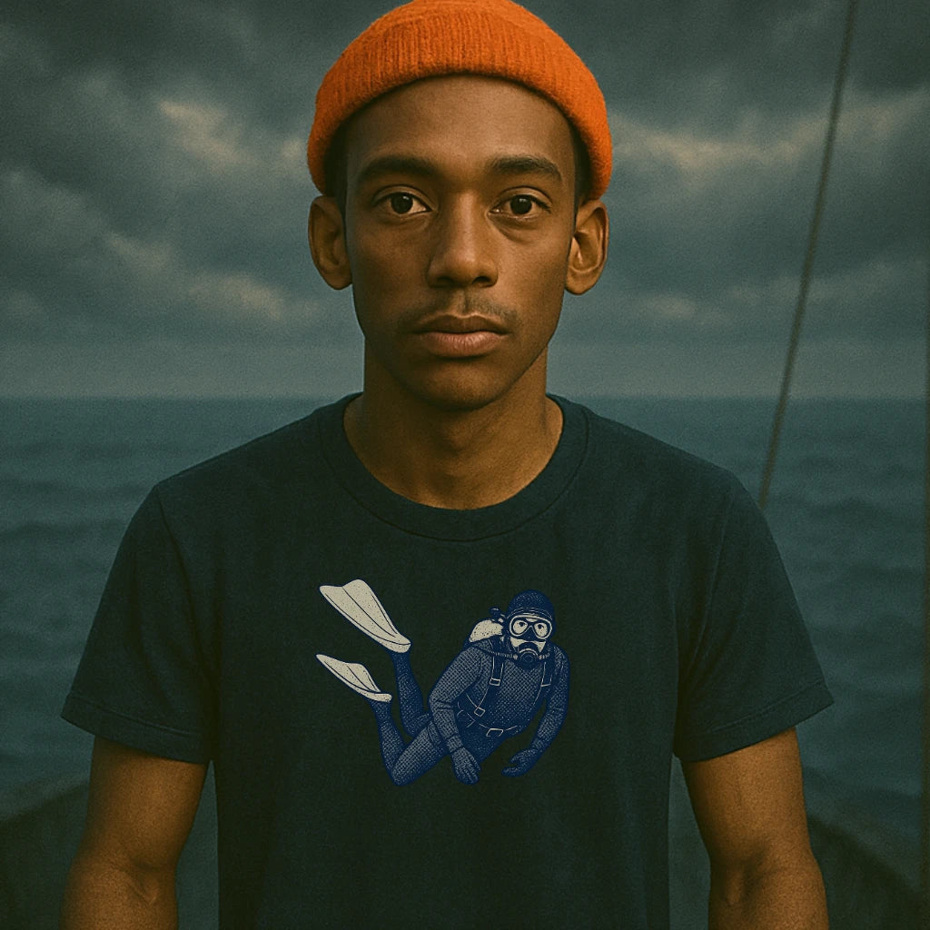 AtSea Retro Diver Underwater Adventure T-Shirt – Regular Fit | Graphic Oceanware