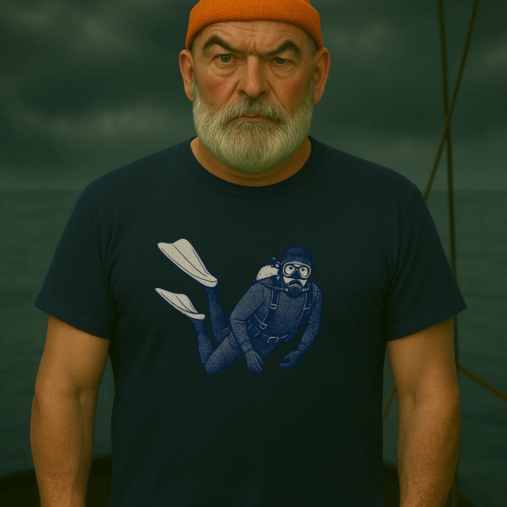 AtSea Retro Diver Underwater Adventure T-Shirt – Regular Fit | Graphic Oceanware