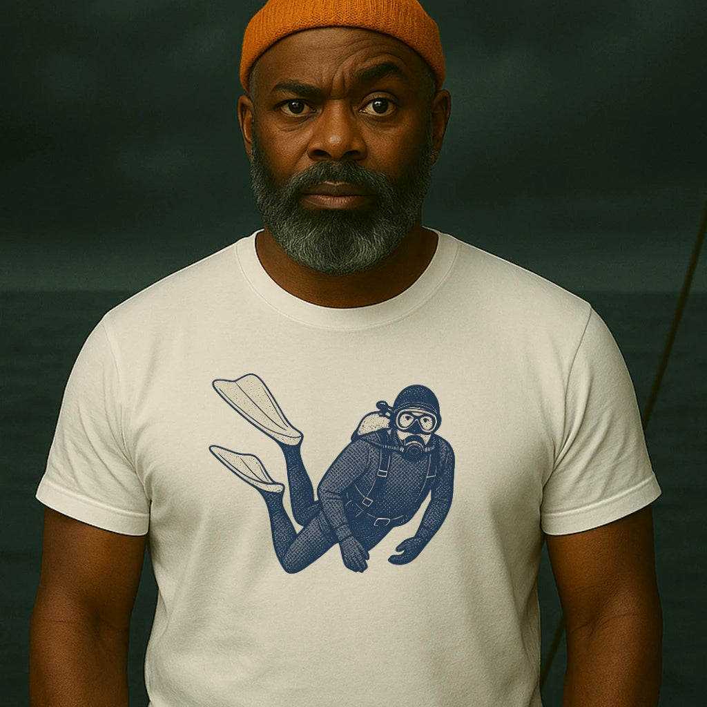 AtSea Retro Diver Underwater Adventure T-Shirt – Regular Fit | Graphic Oceanware
