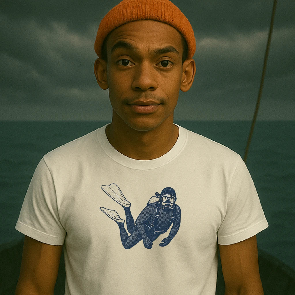 AtSea Retro Diver Underwater Adventure T-Shirt – Regular Fit | Graphic Oceanware
