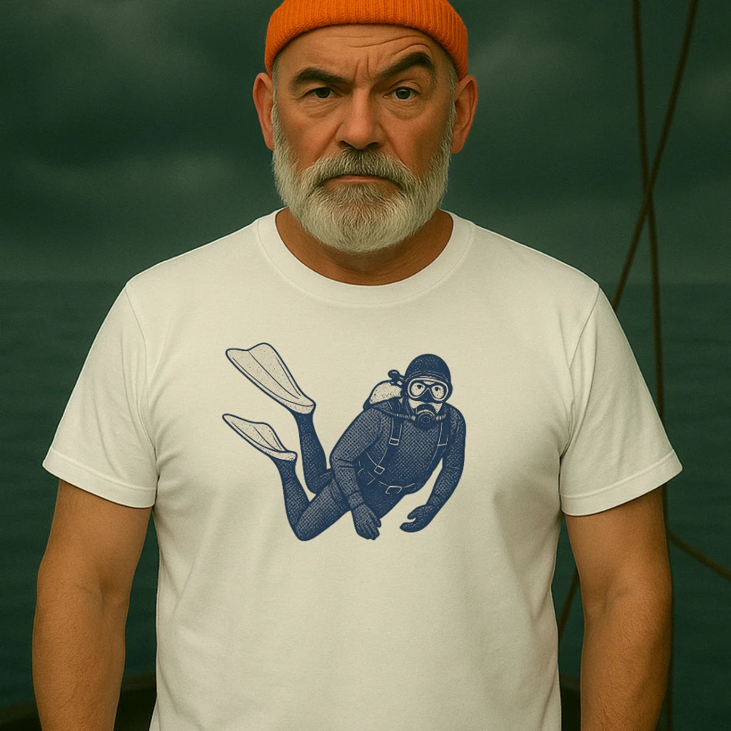 AtSea Retro Diver Underwater Adventure T-Shirt – Regular Fit | Graphic Oceanware