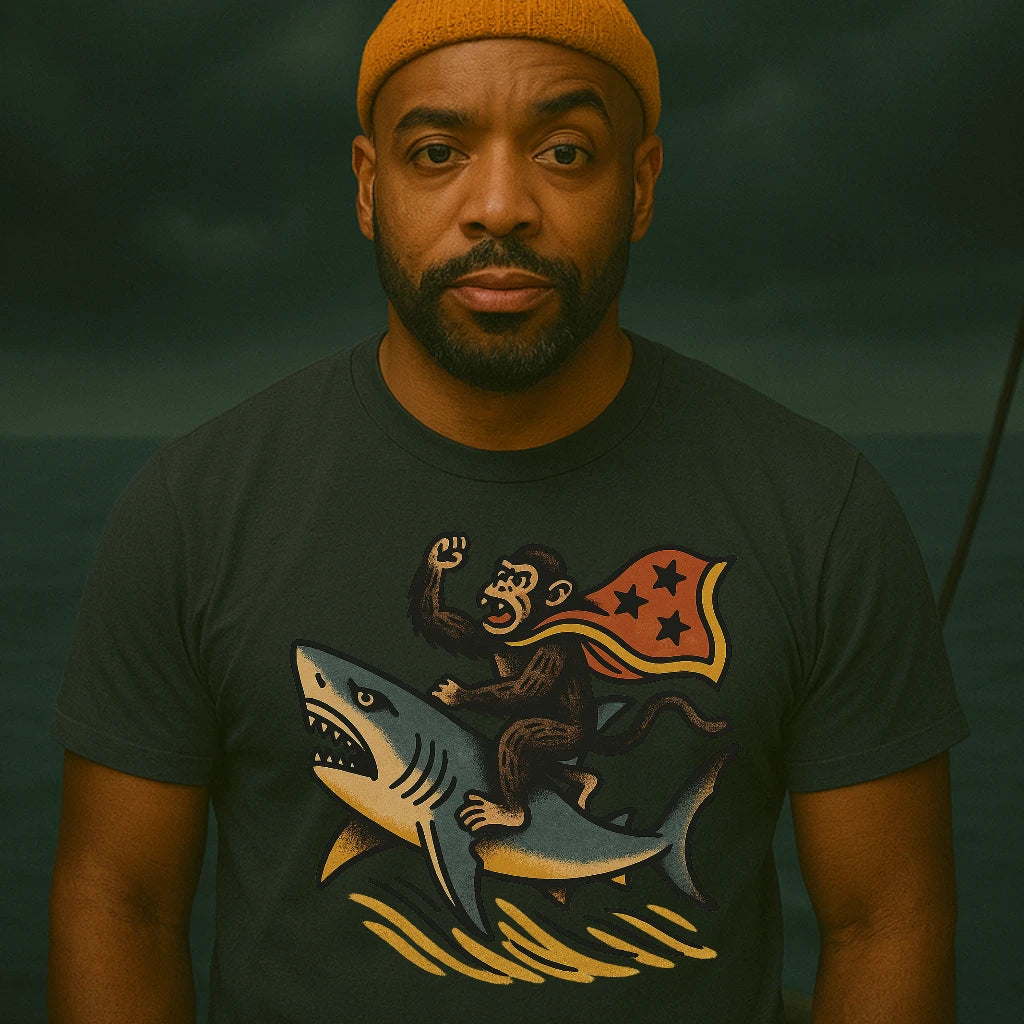 AtSea Monkey Shark Rider Wonder Woman T-Shirt – Regular Fit | Graphic Oceanware