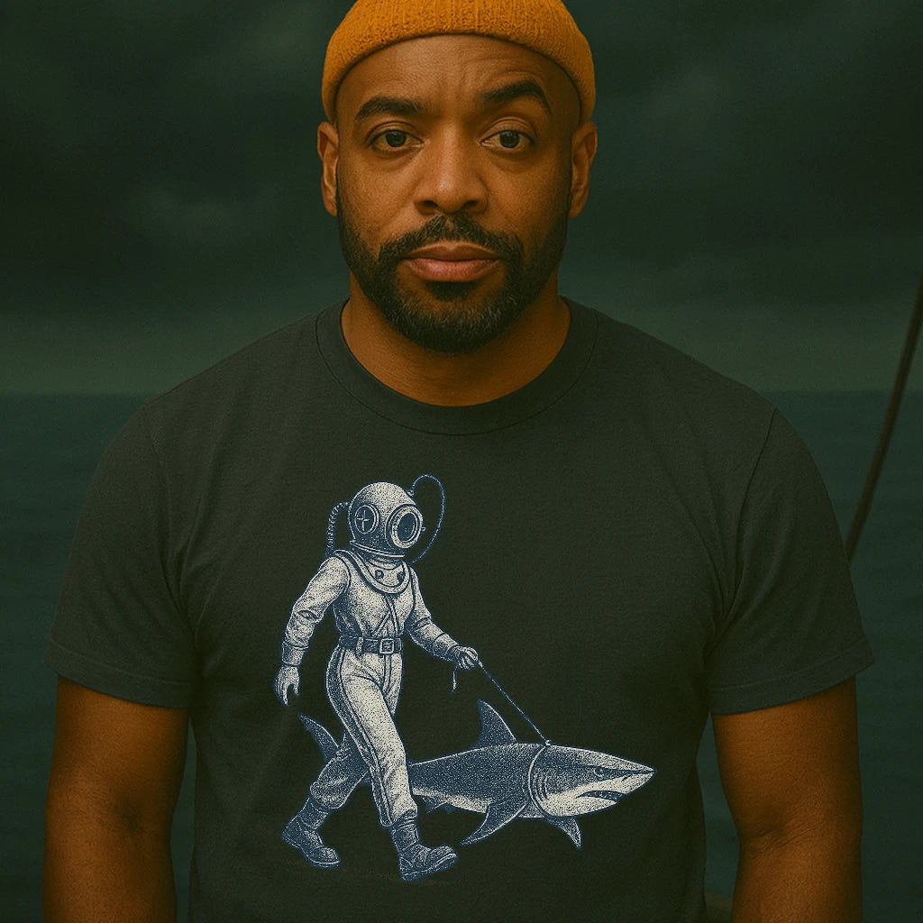 AtSea Defiant Diver Walking Shark T-Shirt – Regular Fit | Graphic Oceanware