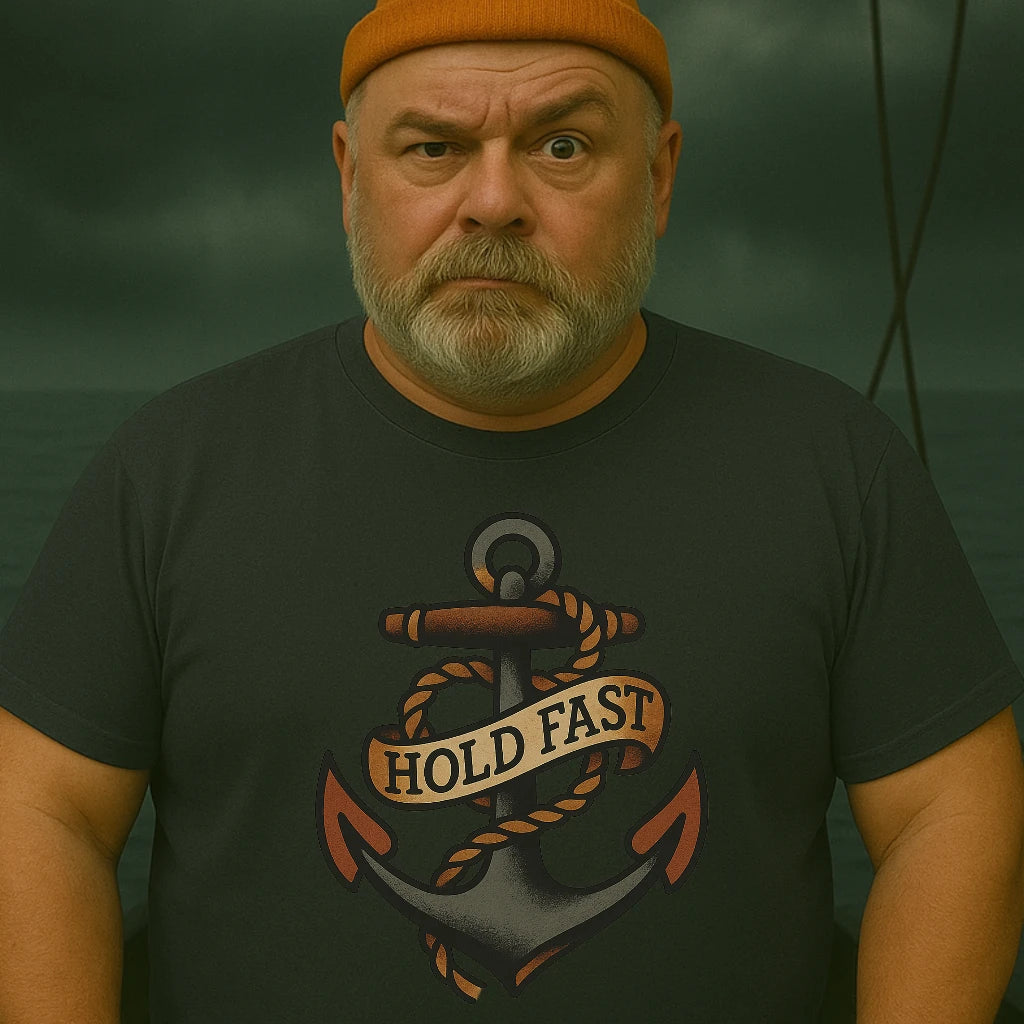 AtSea Hold Fast Anchor Tattoo Art T-Shirt – Regular Fit | Graphic Oceanware