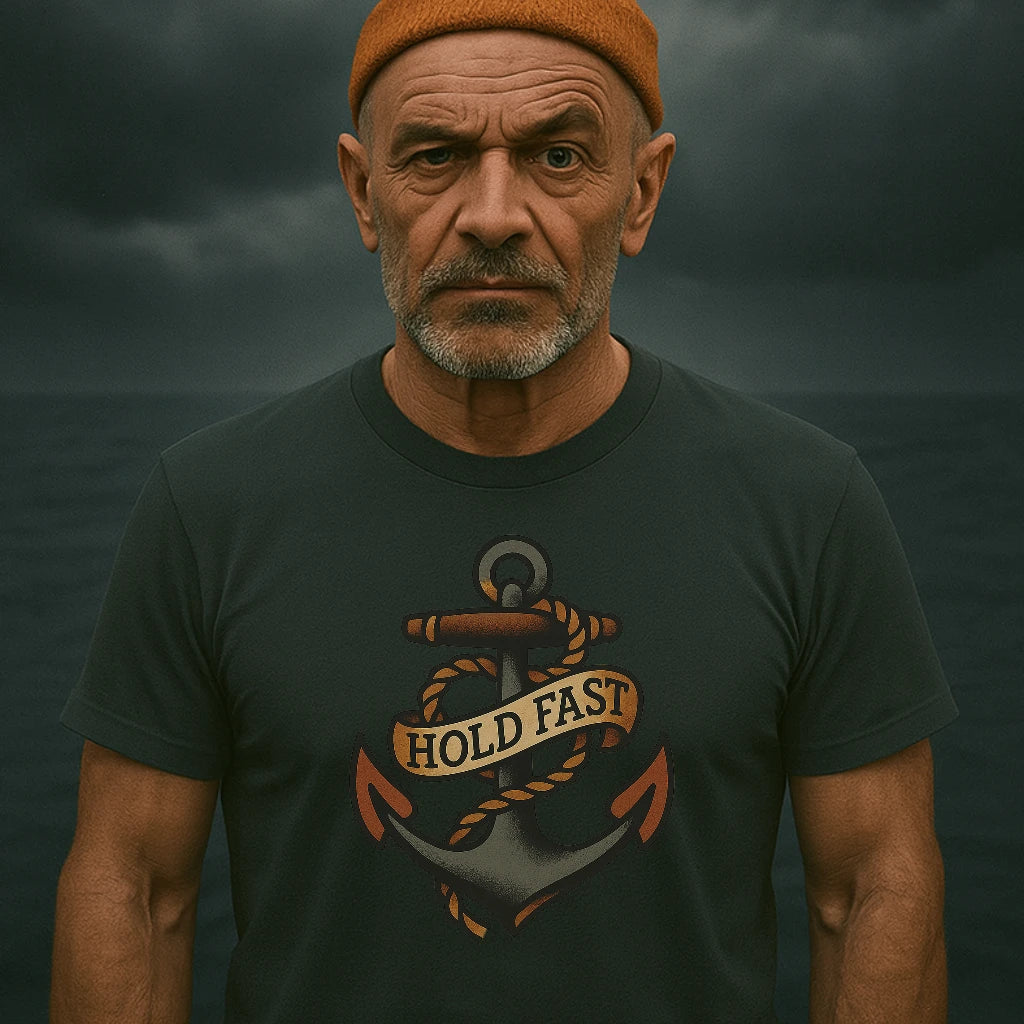 AtSea Hold Fast Anchor Tattoo Art T-Shirt – Regular Fit | Graphic Oceanware