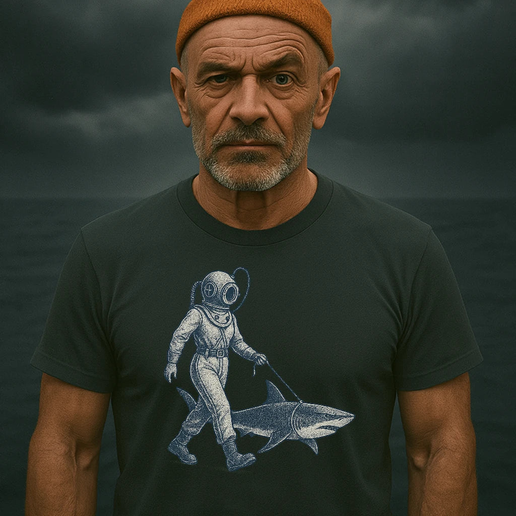AtSea Defiant Diver Walking Shark T-Shirt – Regular Fit | Graphic Oceanware