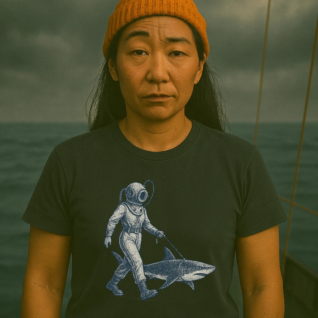 AtSea Defiant Diver Walking Shark T-Shirt – Regular Fit | Graphic Oceanware