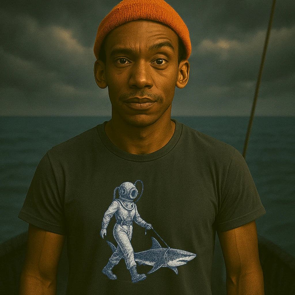 AtSea Defiant Diver Walking Shark T-Shirt – Regular Fit | Graphic Oceanware