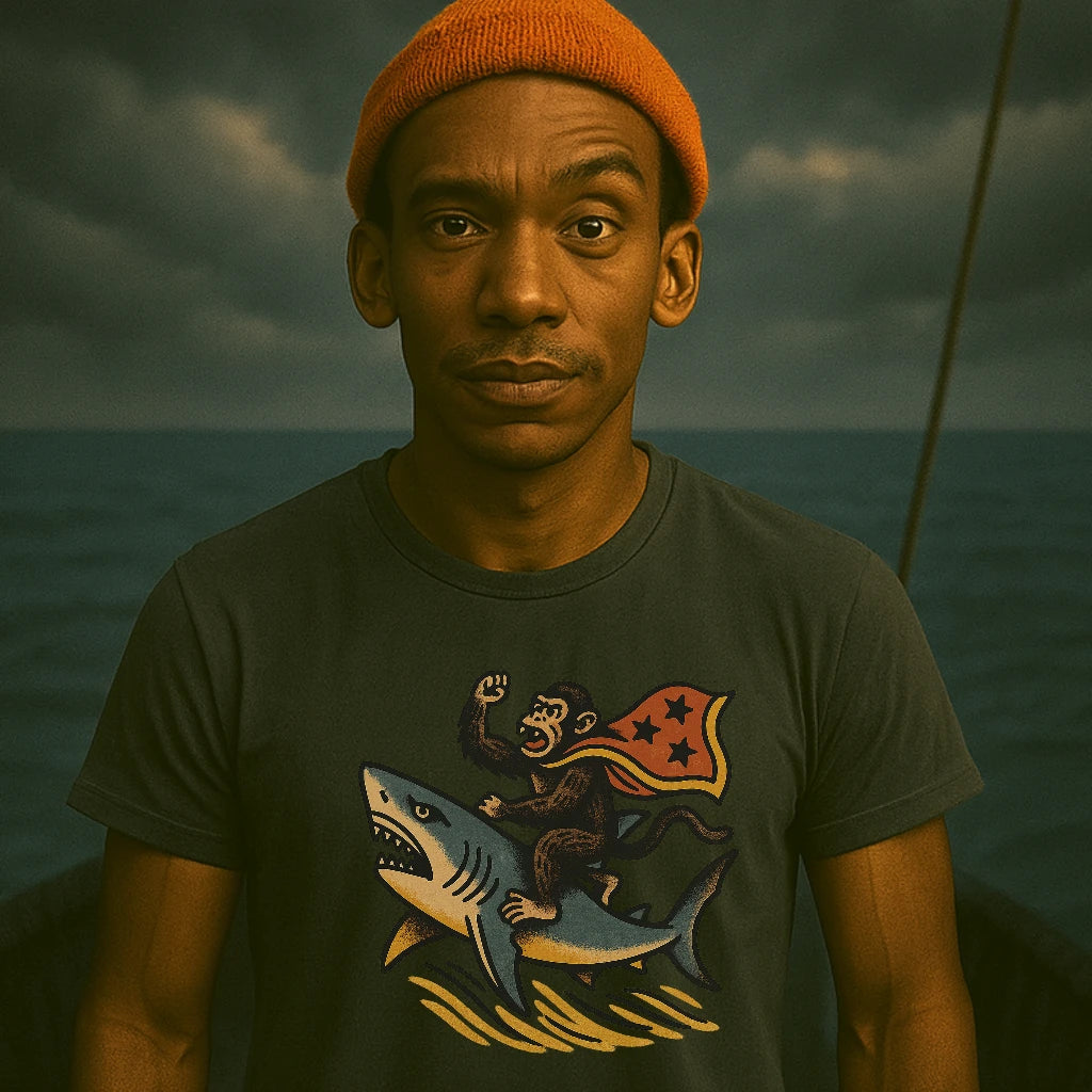 AtSea Monkey Shark Rider Wonder Woman T-Shirt – Regular Fit | Graphic Oceanware