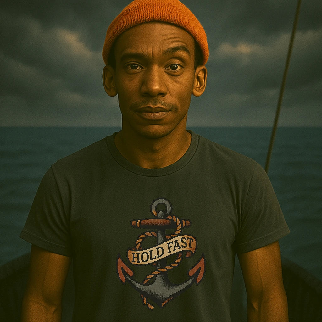 AtSea Hold Fast Anchor Tattoo Art T-Shirt – Regular Fit | Graphic Oceanware