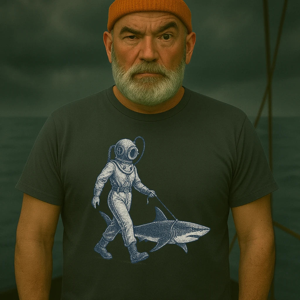 AtSea Defiant Diver Walking Shark T-Shirt – Regular Fit | Graphic Oceanware