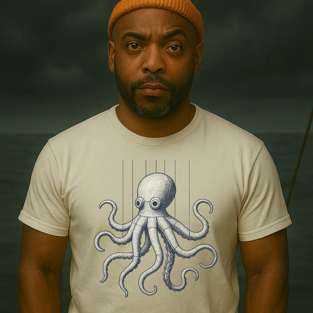 AtSea Wooden Octopus Puppet Play T-Shirt – Regular Fit | Graphic Oceanware