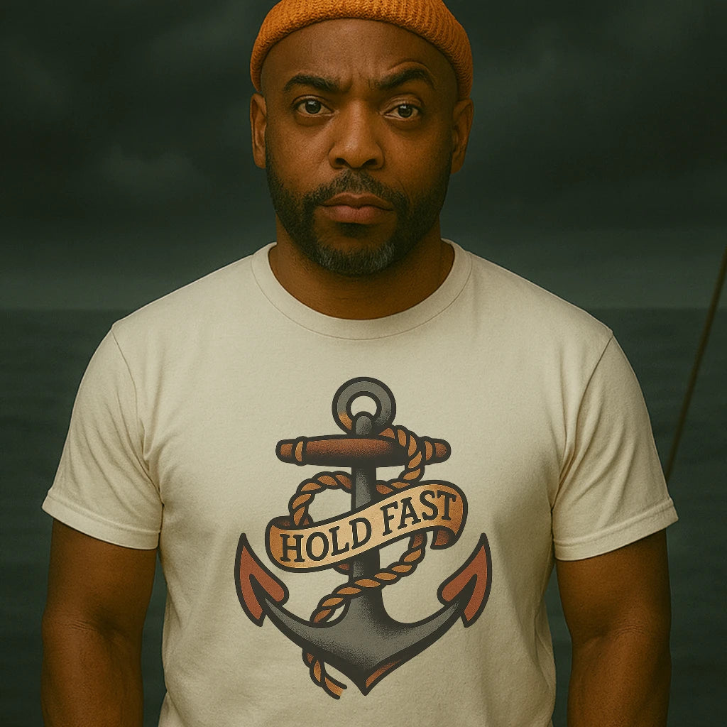 AtSea Hold Fast Anchor Tattoo Art T-Shirt – Regular Fit | Graphic Oceanware