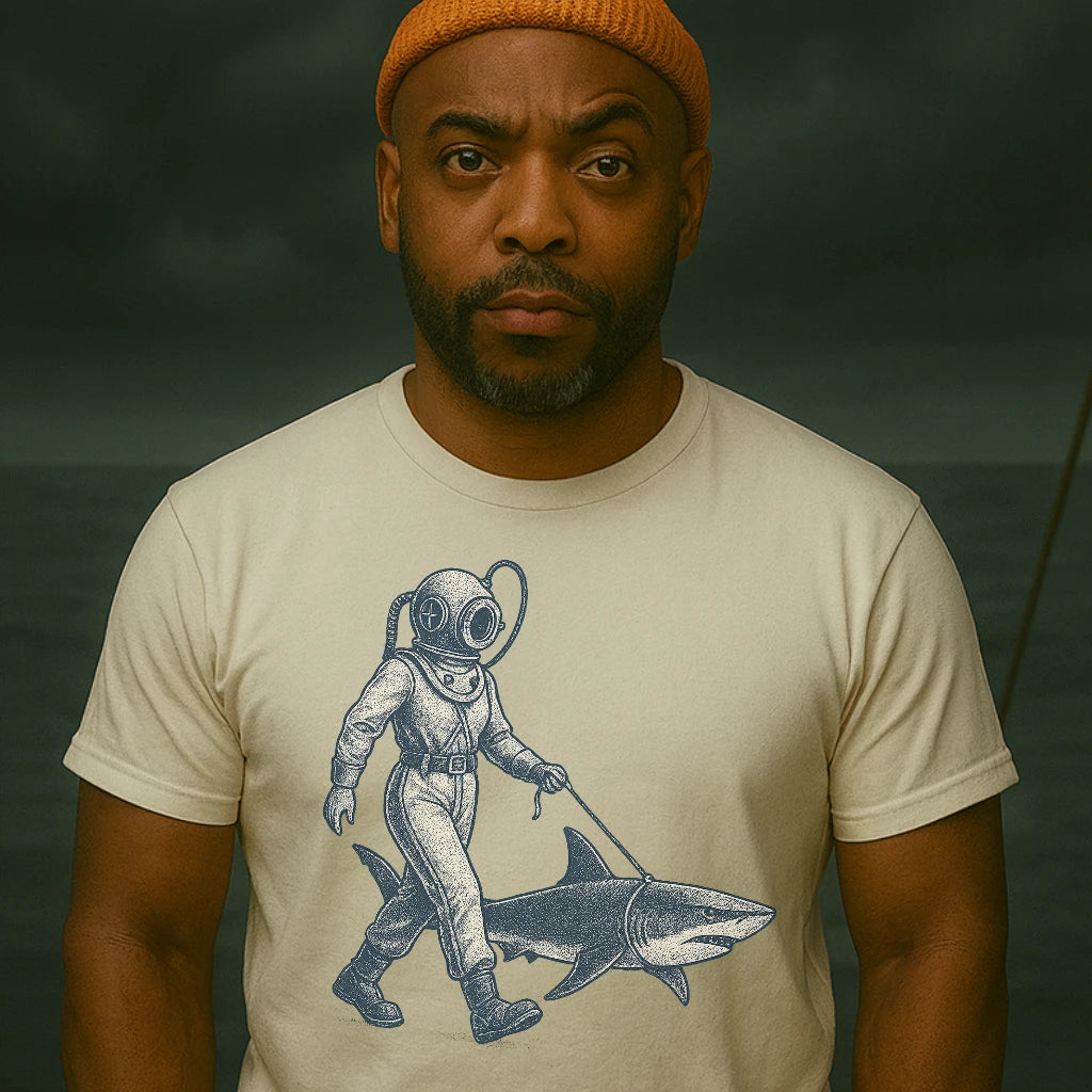 AtSea Defiant Diver Walking Shark T-Shirt – Regular Fit | Graphic Oceanware