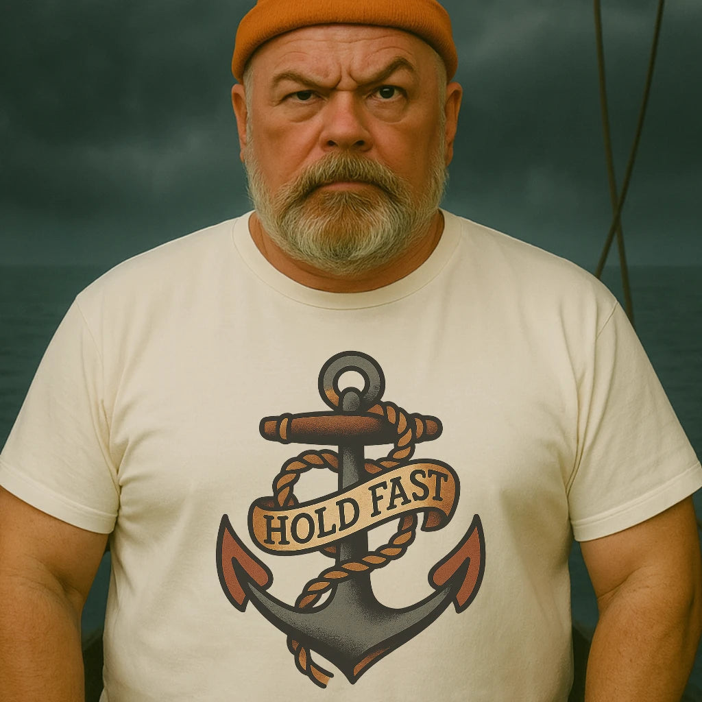 AtSea Hold Fast Anchor Tattoo Art T-Shirt – Regular Fit | Graphic Oceanware