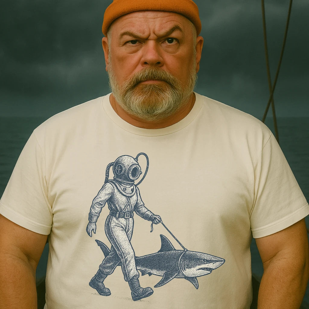 AtSea Defiant Diver Walking Shark T-Shirt – Regular Fit | Graphic Oceanware