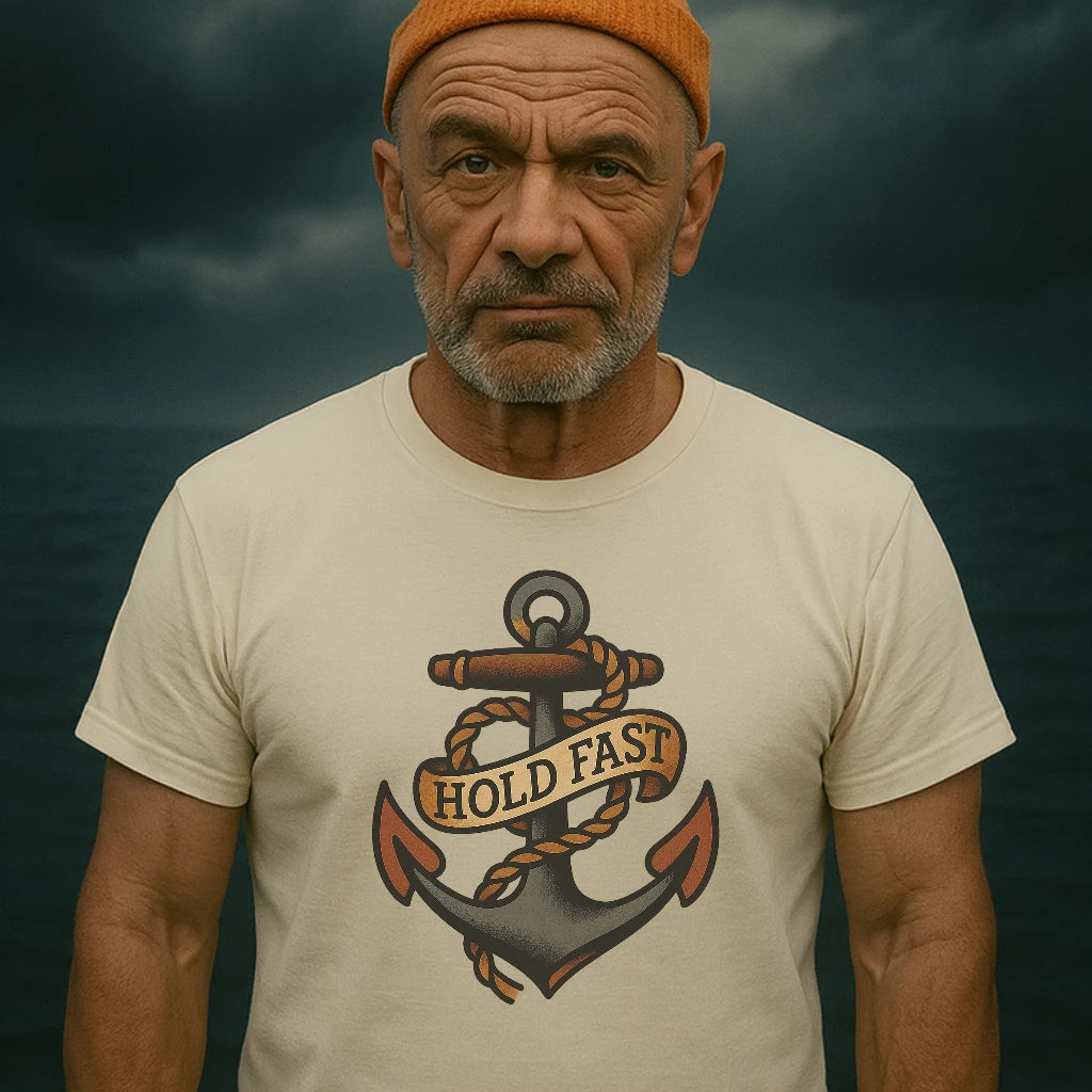 AtSea Hold Fast Anchor Tattoo Art T-Shirt – Regular Fit | Graphic Oceanware