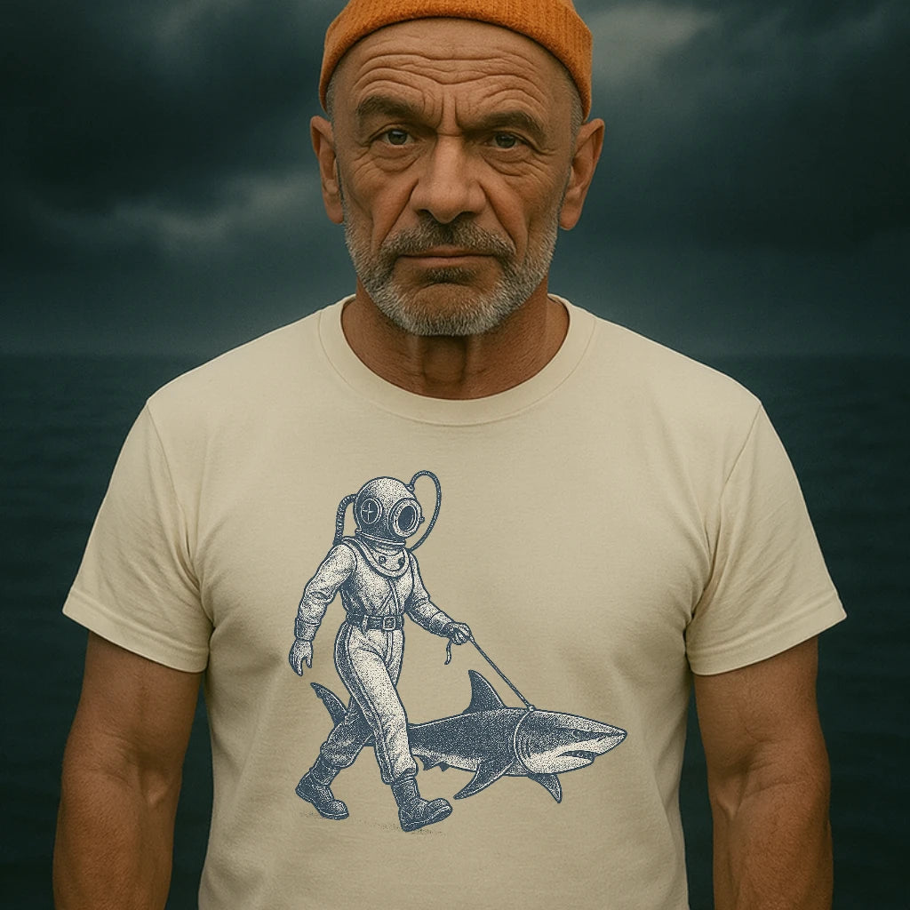 AtSea Defiant Diver Walking Shark T-Shirt – Regular Fit | Graphic Oceanware