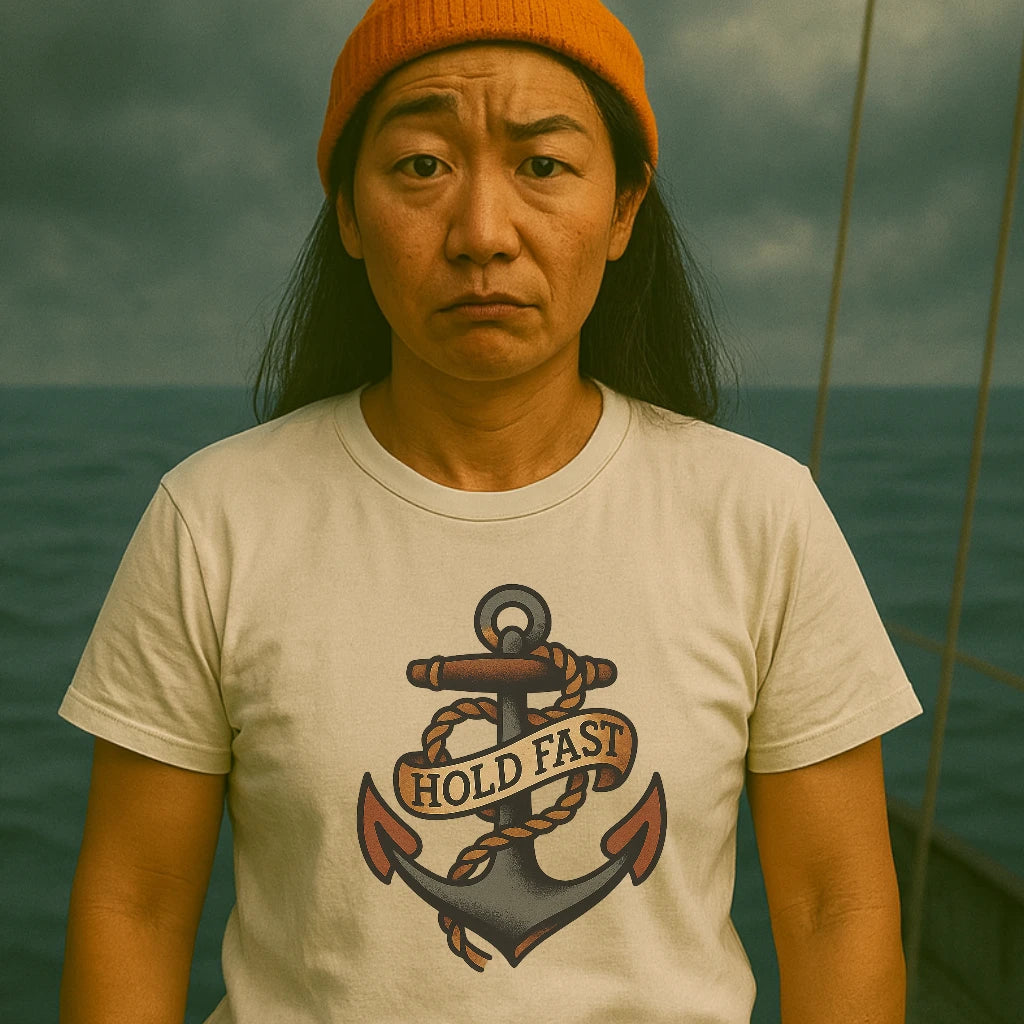 AtSea Hold Fast Anchor Tattoo Art T-Shirt – Regular Fit | Graphic Oceanware