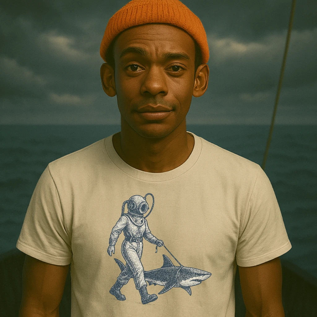 AtSea Defiant Diver Walking Shark T-Shirt – Regular Fit | Graphic Oceanware