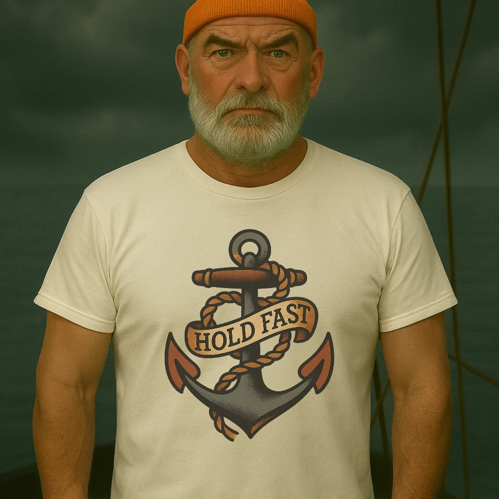 AtSea Hold Fast Anchor Tattoo Art T-Shirt – Regular Fit | Graphic Oceanware