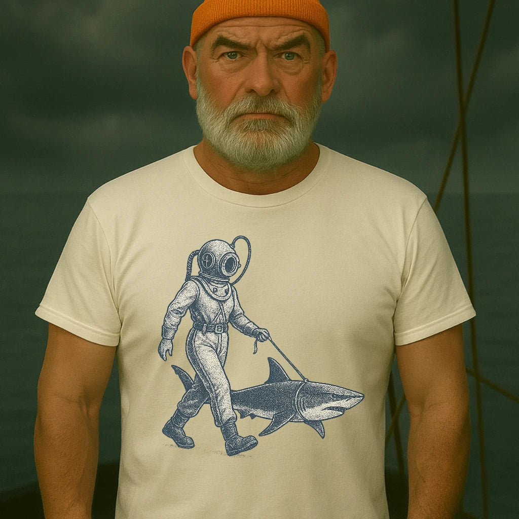 AtSea Defiant Diver Walking Shark T-Shirt – Regular Fit | Graphic Oceanware