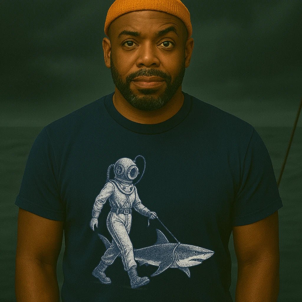 AtSea Defiant Diver Walking Shark T-Shirt – Regular Fit | Graphic Oceanware