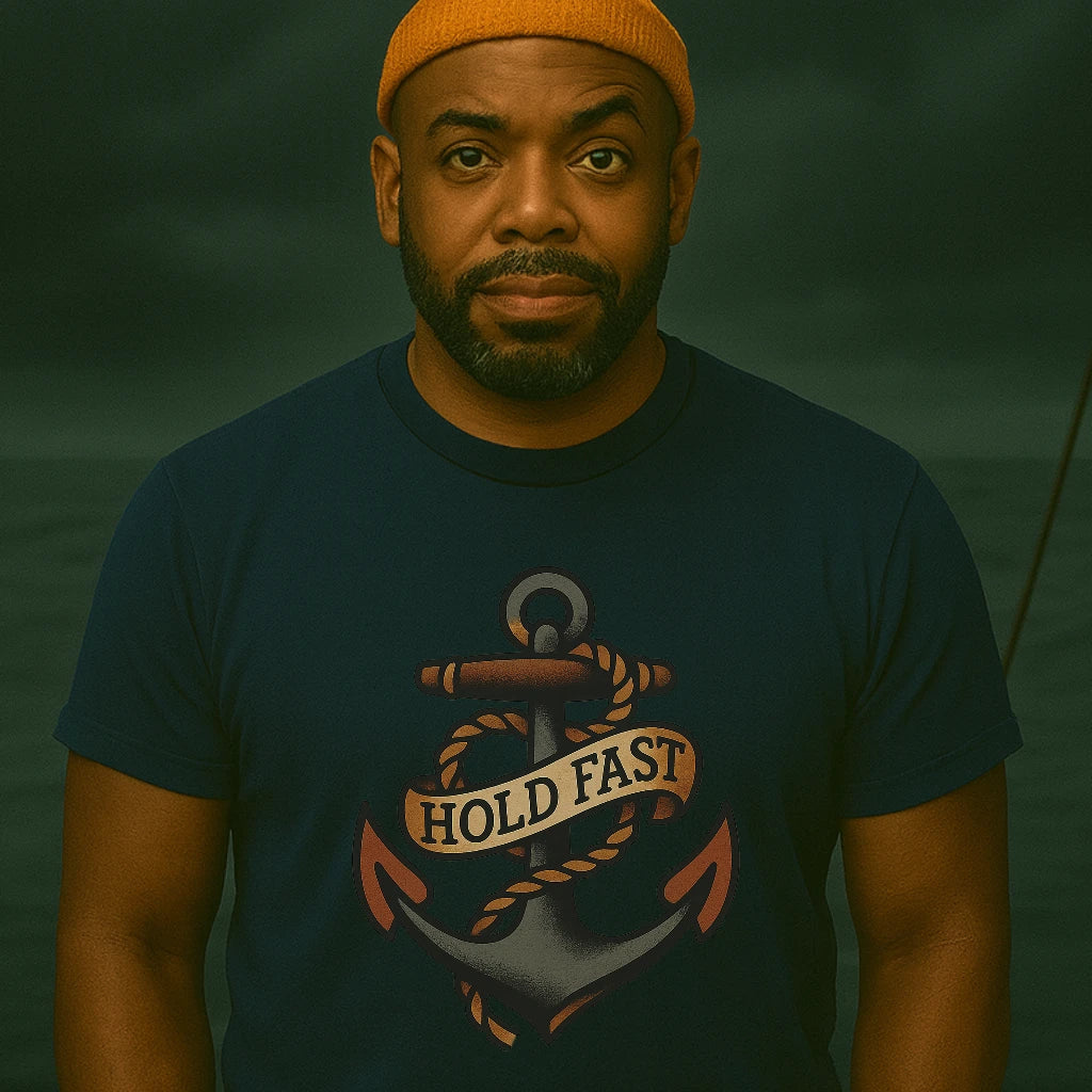 AtSea Hold Fast Anchor Tattoo Art T-Shirt – Regular Fit | Graphic Oceanware