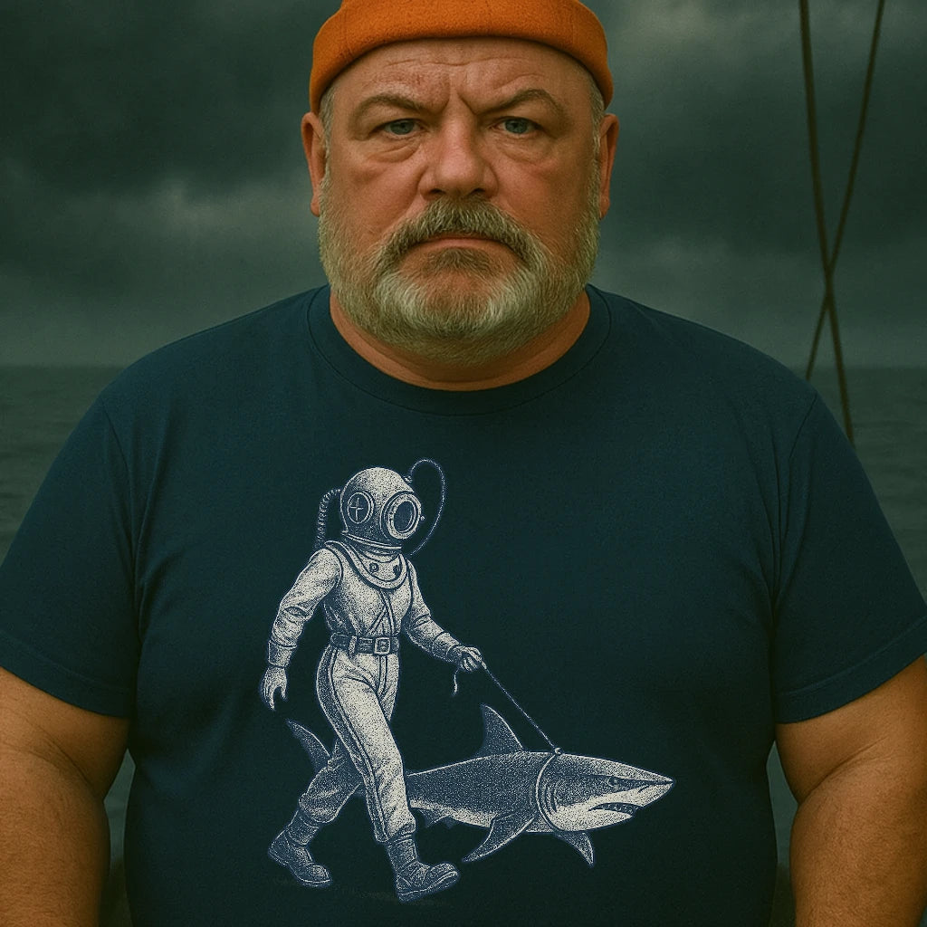 AtSea Defiant Diver Walking Shark T-Shirt – Regular Fit | Graphic Oceanware