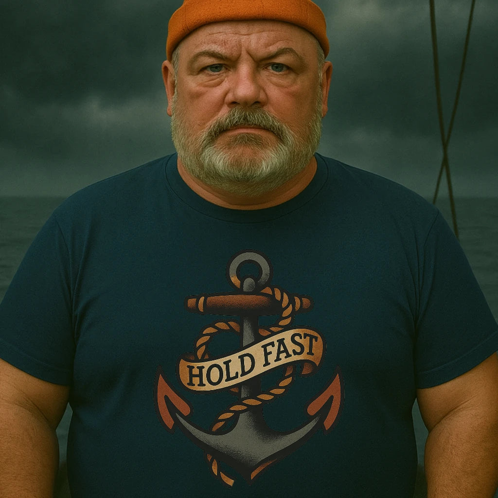 AtSea Hold Fast Anchor Tattoo Art T-Shirt – Regular Fit | Graphic Oceanware