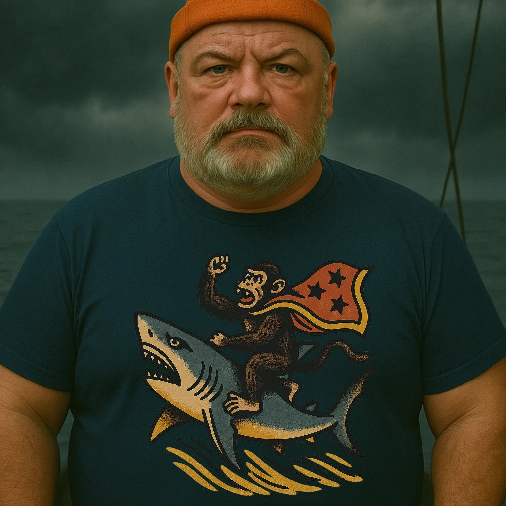 AtSea Monkey Shark Rider Wonder Woman T-Shirt – Regular Fit | Graphic Oceanware