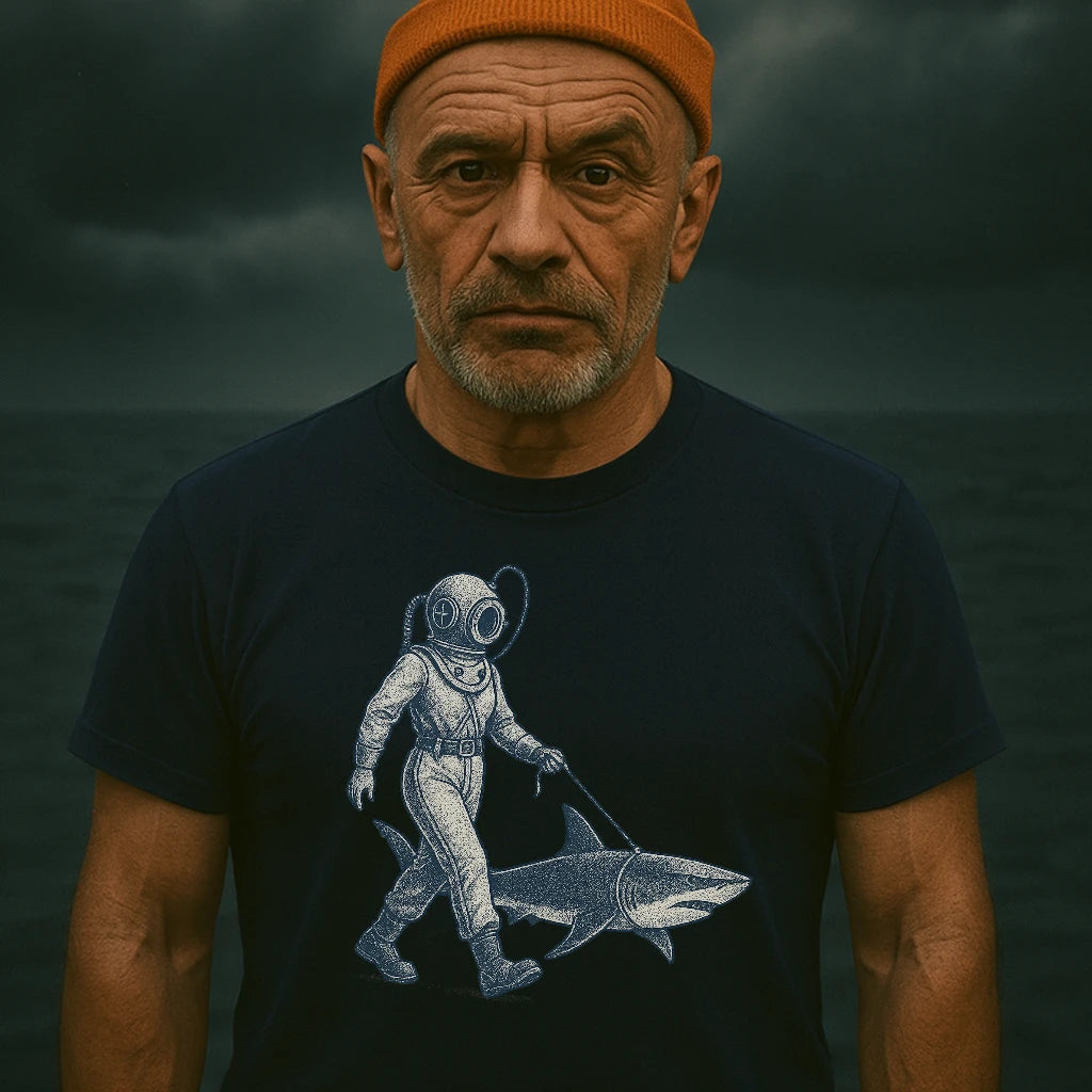 AtSea Defiant Diver Walking Shark T-Shirt – Regular Fit | Graphic Oceanware