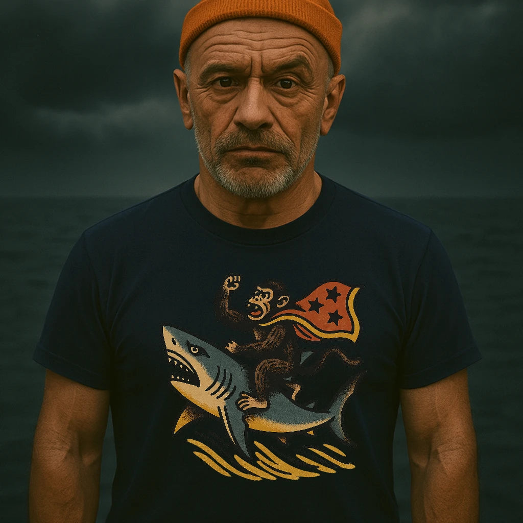 AtSea Monkey Shark Rider Wonder Woman T-Shirt – Regular Fit | Graphic Oceanware