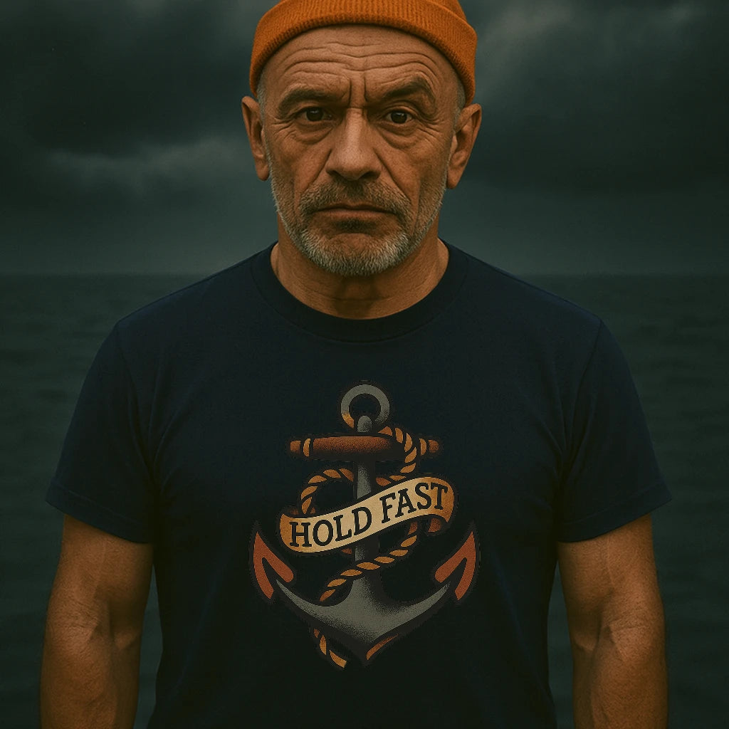 AtSea Hold Fast Anchor Tattoo Art T-Shirt – Regular Fit | Graphic Oceanware