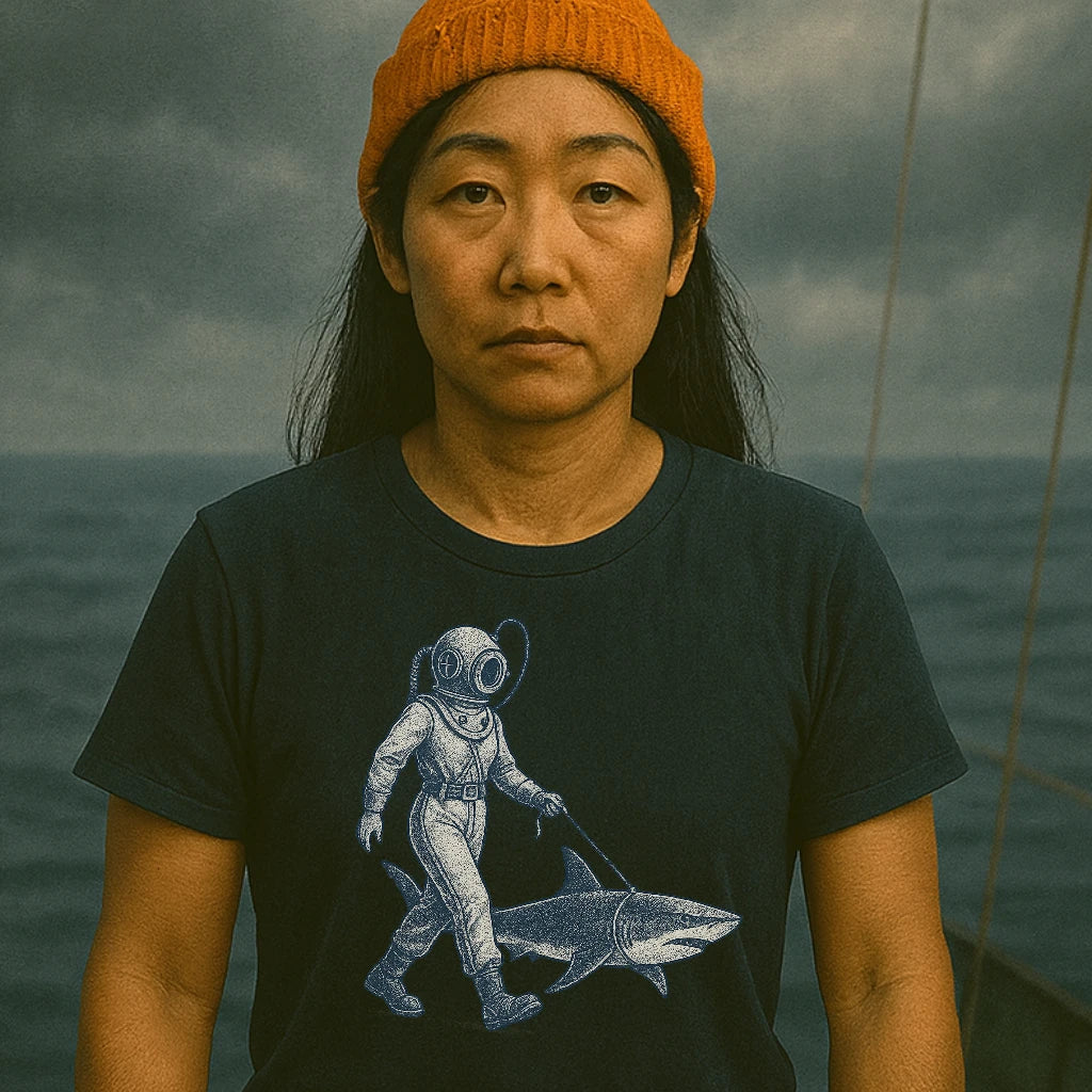 AtSea Defiant Diver Walking Shark T-Shirt – Regular Fit | Graphic Oceanware