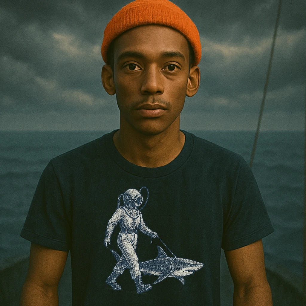 AtSea Defiant Diver Walking Shark T-Shirt – Regular Fit | Graphic Oceanware