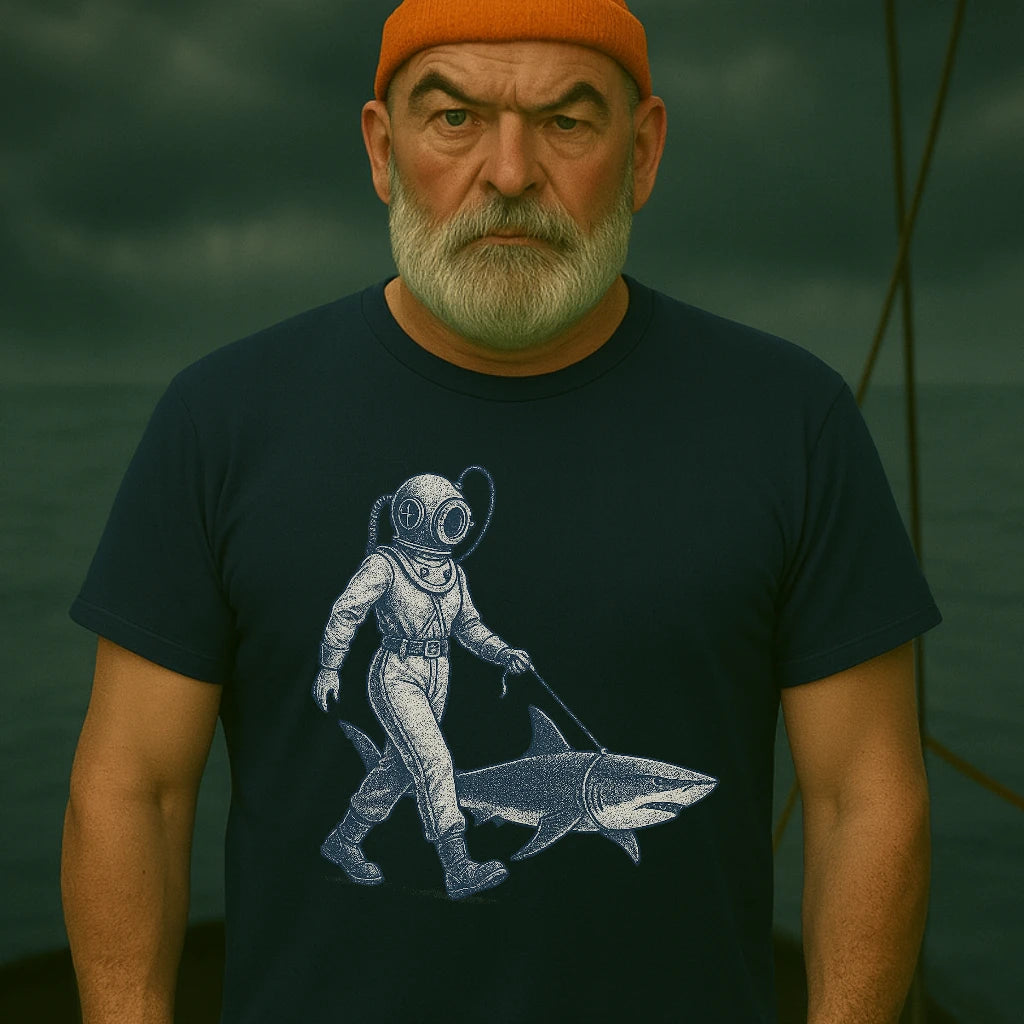 AtSea Defiant Diver Walking Shark T-Shirt – Regular Fit | Graphic Oceanware