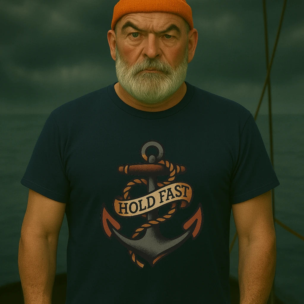 AtSea Hold Fast Anchor Tattoo Art T-Shirt – Regular Fit | Graphic Oceanware