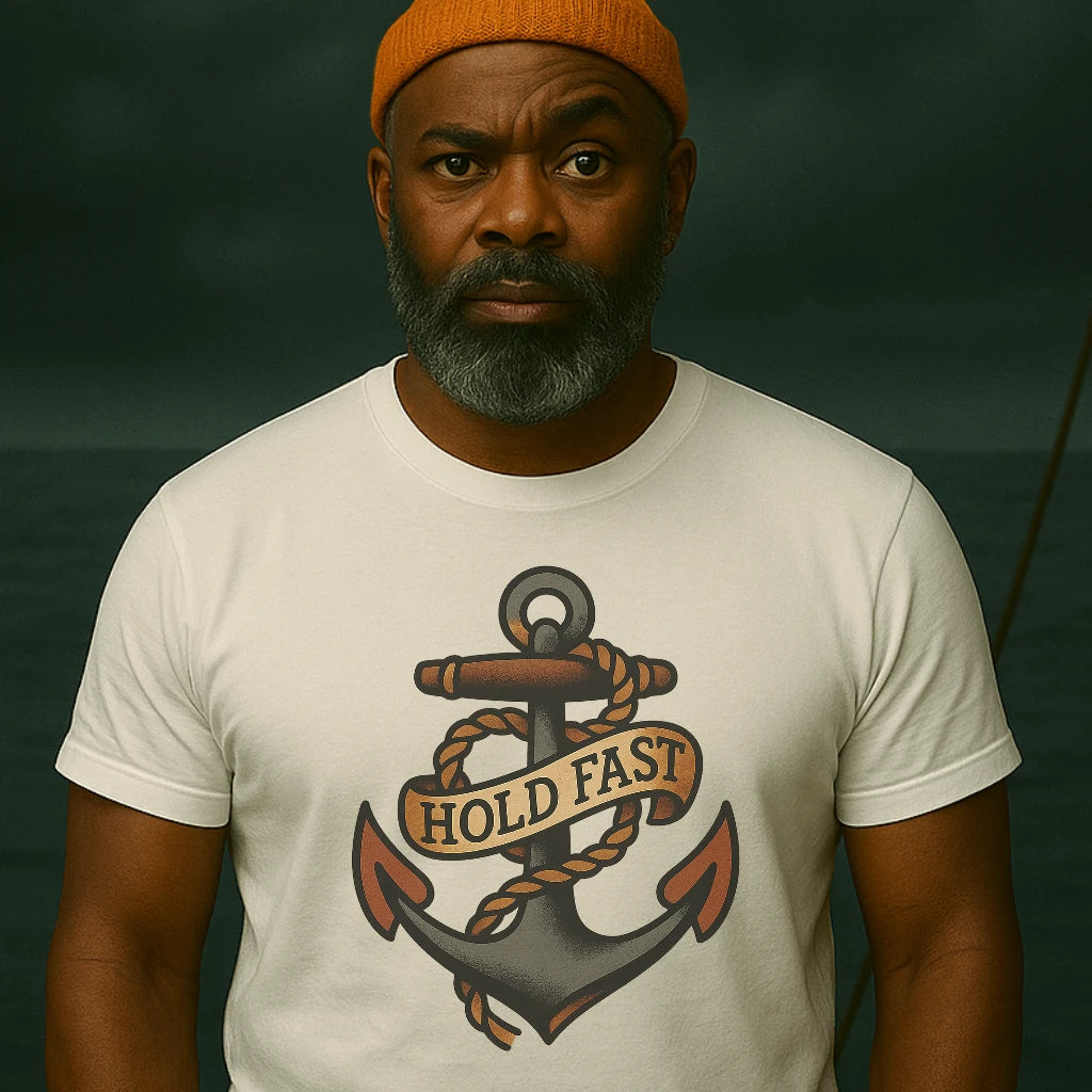 AtSea Hold Fast Anchor Tattoo Art T-Shirt – Regular Fit | Graphic Oceanware