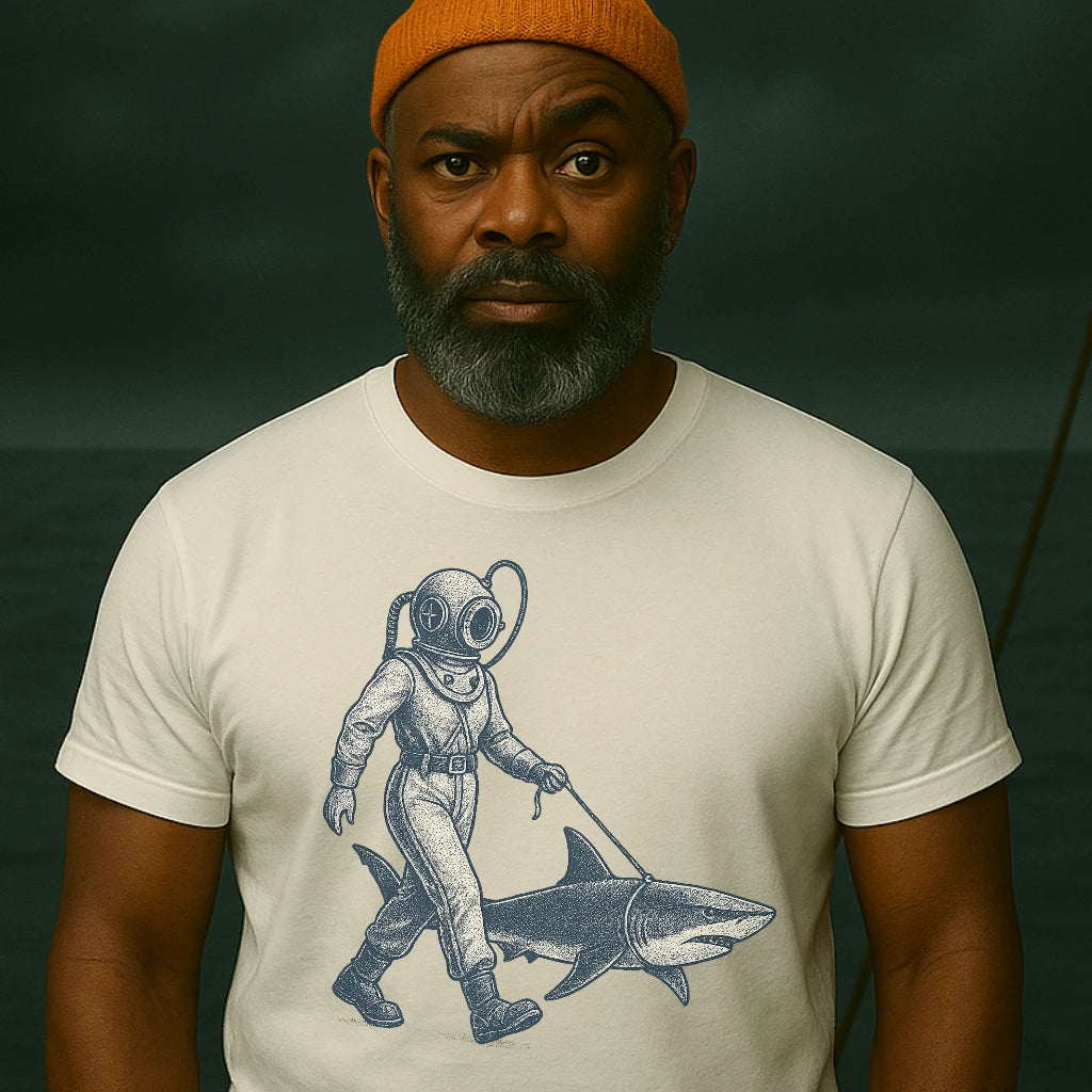 AtSea Defiant Diver Walking Shark T-Shirt – Regular Fit | Graphic Oceanware